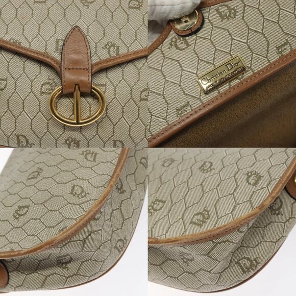 Christian Dior Honeycomb Canvas Shoulder Bag PVC Beige Gold Auth - Picture 15 of 16
